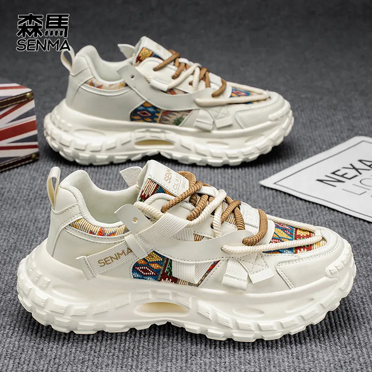 SENMA/森马男鞋2025新款冬季运动休闲跑步鞋厚底百搭小白老爹潮鞋