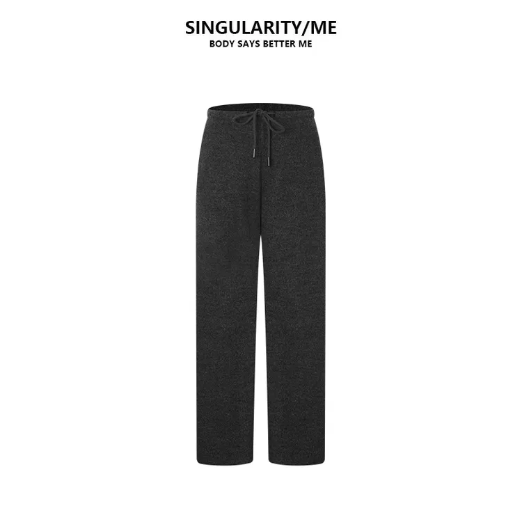 Singularity Me 10A 8319 松紧腰抽绳显瘦厚款慵懒风女羊毛休闲裤