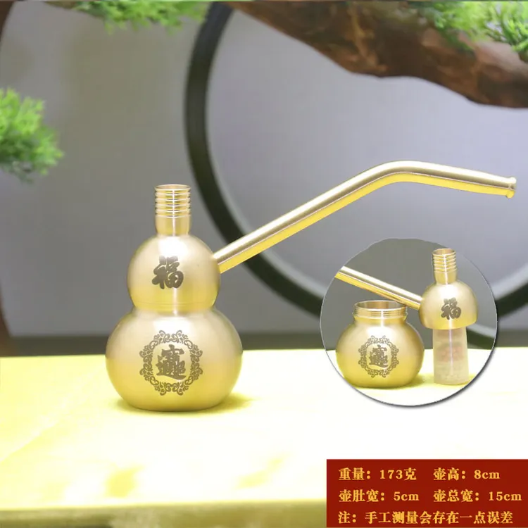名爵新款黄铜内芯葫芦烟壶可拆卸清洗粗中细通用复古水过滤器烟斗