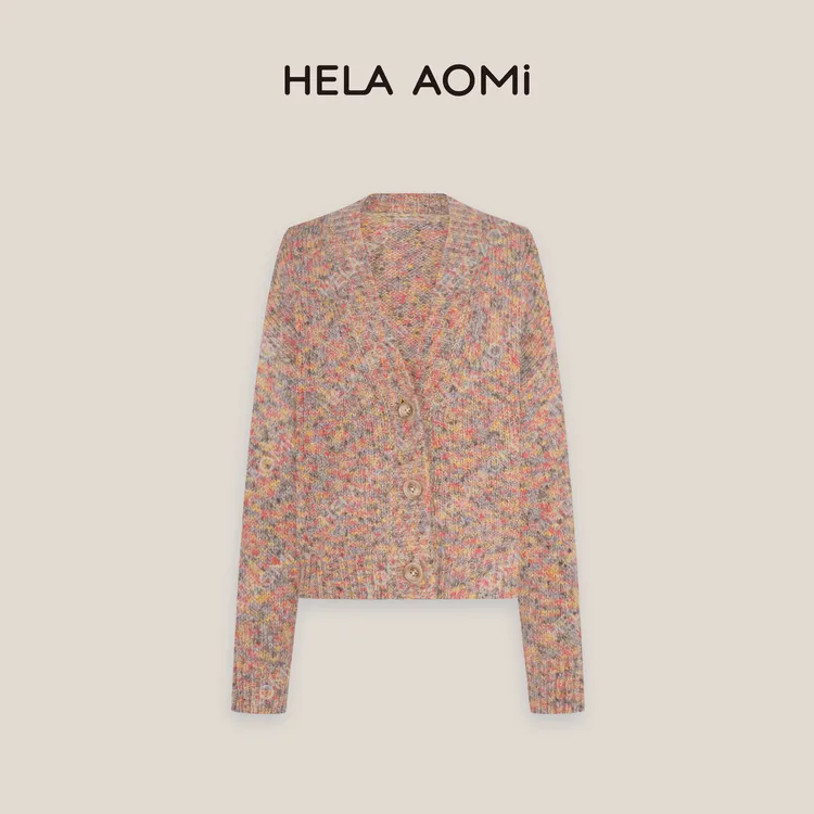HELA AOMI“康宝莱幼崽马海毛 点彩花纱”绵羊毛针织开衫CY5CN31105