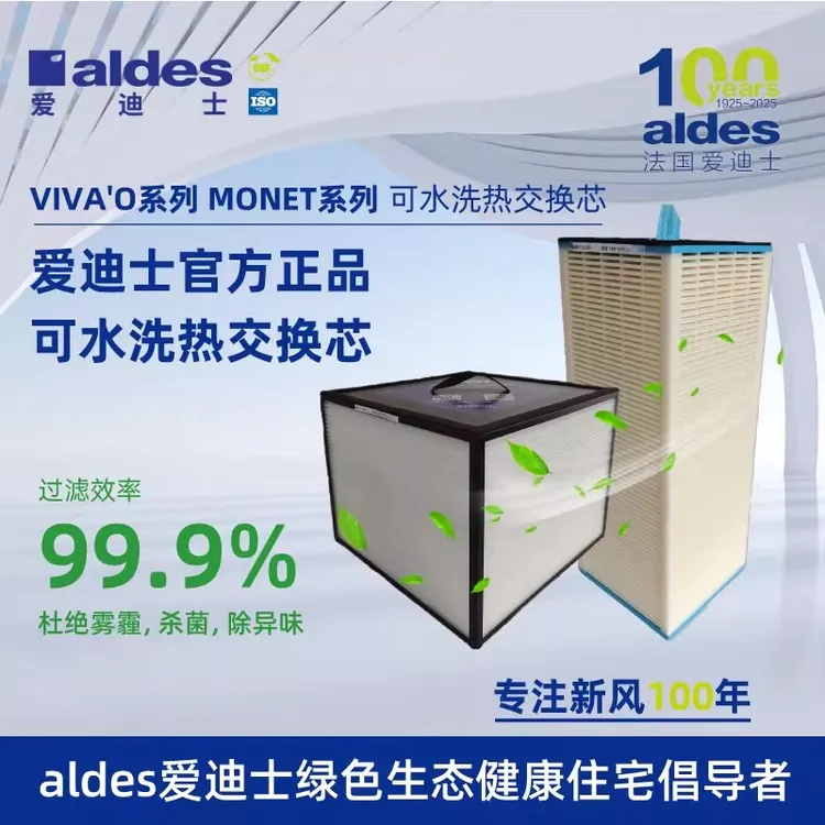 法国ALDES爱迪士官方正品新风系统MONET可水洗热交换芯VIVA'O