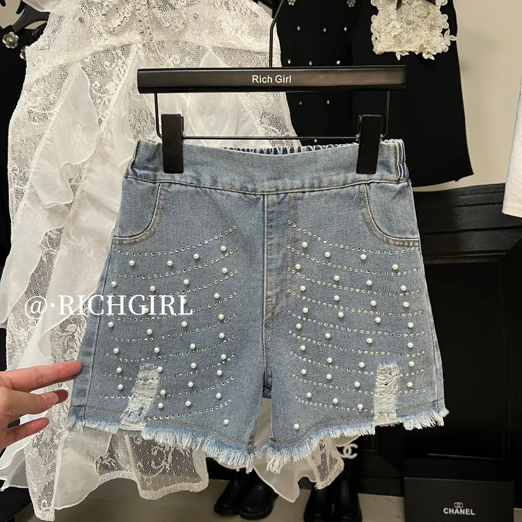现货【Richgirl定制】超仙裙衣·高定蕾丝气质飞飞袖上衣短裤套装