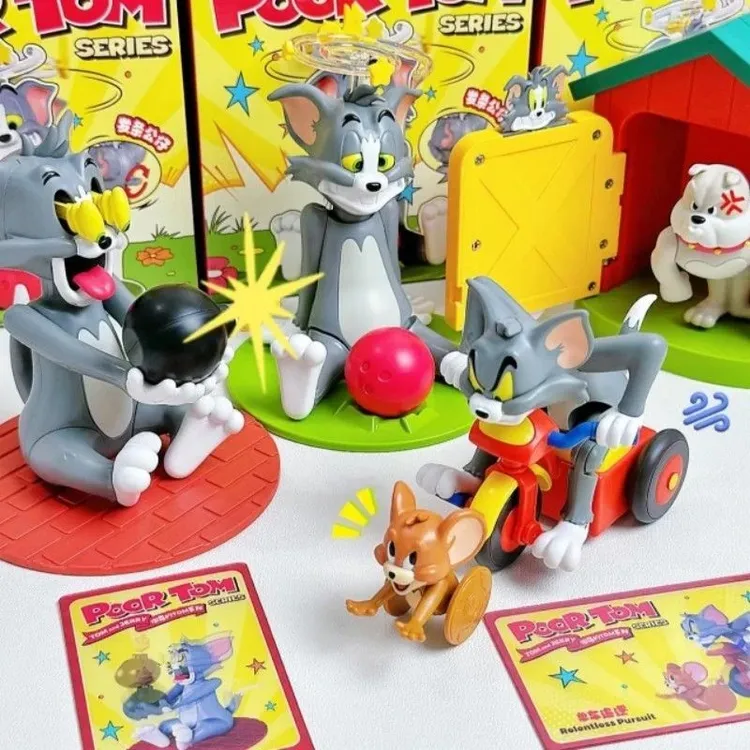 TOM and JERRY猫和老鼠倒霉的TOM系列盲盒可动玩具手办礼物桌摆件