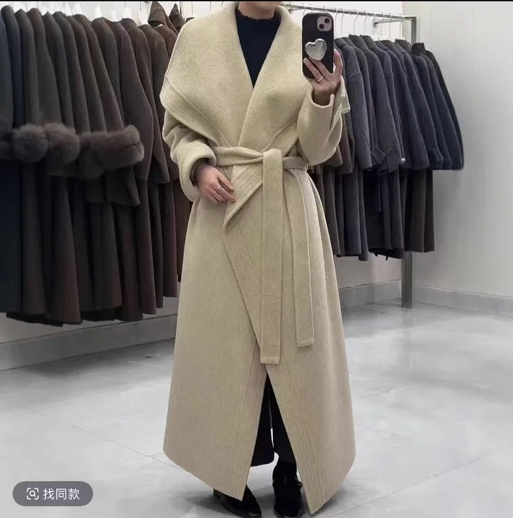 江城阔色2566款高级感轻奢羊毛大衣秋冬外套女长款羊毛大衣外套