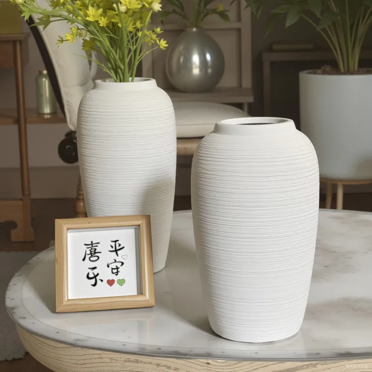 黑白拉丝陶瓷高档花瓶高级感干花水培客厅家居软装好物插花装饰