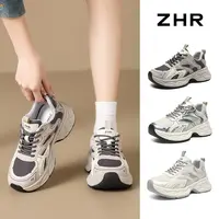 【ZHR则则】5CM厚底老爹鞋拼色圆头时尚爆款休闲女鞋AB69
