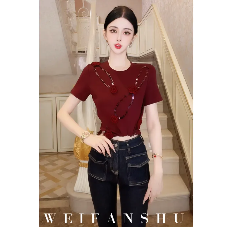 WEIFANSHU/魏凡舒【好搭出行】早秋新款时尚显瘦百搭修身短款上衣