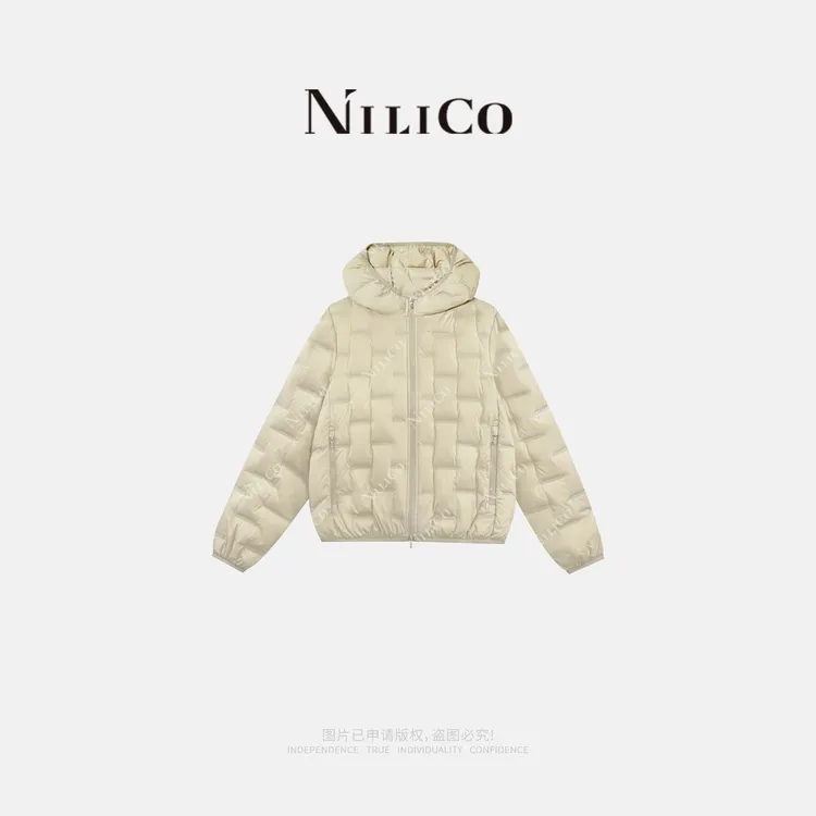 NILICO【奢光】轻暖连帽保暖错格设计简约舒适鹅绒服