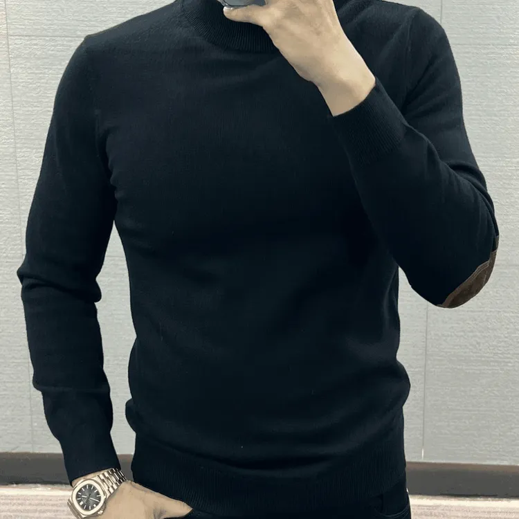 2025新款欧货针织男士秋冬修身圆领毛衣休闲帅气纯色百搭长袖T恤