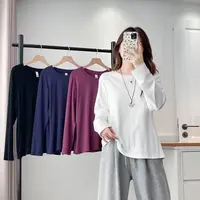 2025秋季新款大码打底衫纯色圆领减龄显瘦遮肉上衣打底