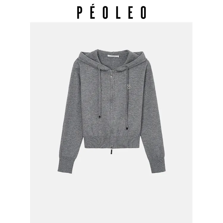 【门店同款】PEOLEO飘蕾 深灰色连帽毛衣宽松DJ7107002
