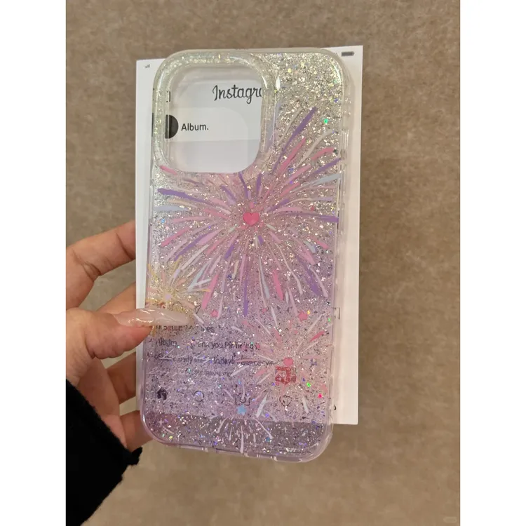 欧克里里闪粉透紫色烟花适用iPhone16苹果15promax手机壳14/13套