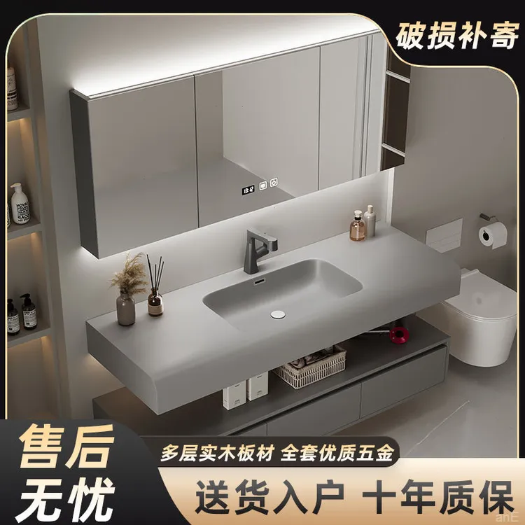肤感可丽耐一体盆浴室柜组合现代简约卫生间洗手盆洗漱洗手洗脸盆