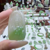 未镶嵌和田玉（翠青玉）挂件翠青扎基拉姆