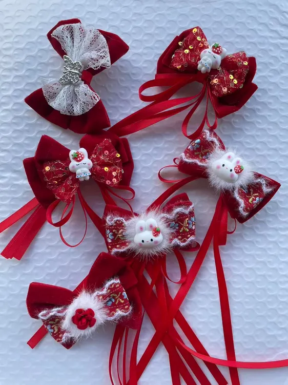 休闲风卡通风公主风喜庆头饰儿童女可爱中国风红色女童发饰