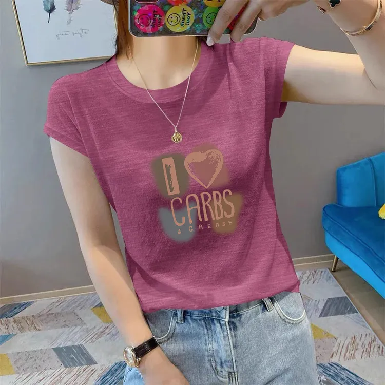 今年新款凉爽冰丝竹节棉短袖T恤女夏显瘦洋气薄款含棉上衣印花