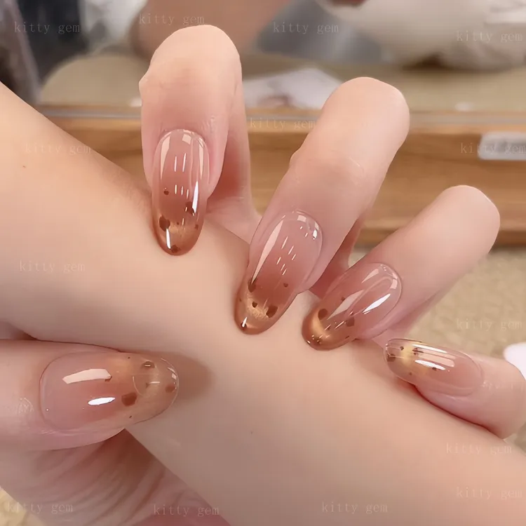 【各有千秋】早秋法式短款豹纹猫眼显白温柔高级感纯手工穿戴甲贴片