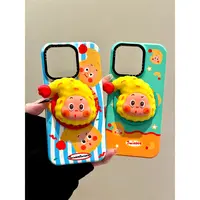 适用苹果iphone16promax寿司虾15pro可爱14磁吸支架13ins风手机壳