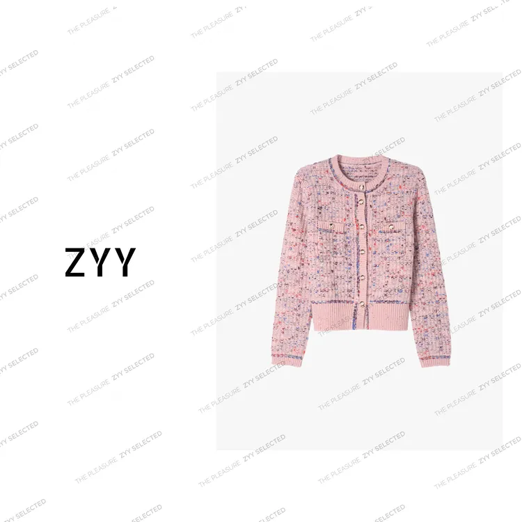 ZYY【静奢漫织】2025S/S新品定纺纱线花纱小香风针织衫X25QZZ04226