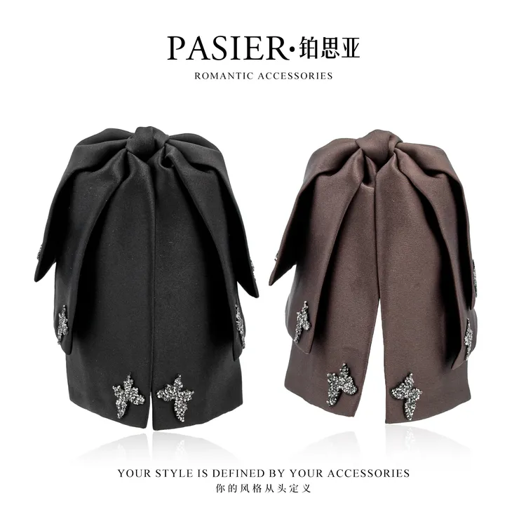 铂思亚 赫本王妃 美拉德气质时尚百搭蝴蝶马尾夹发夹FB2498