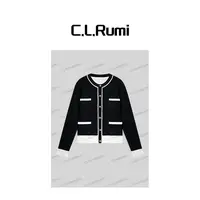 【燕子福利】“胭脂海棠”秋冬羊绒羊毛撞色经典小香针织开衫7249ks