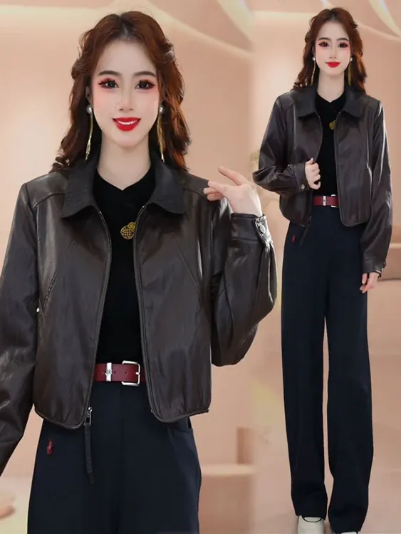 皮衣短外套女2025秋季新款时髦洋气显瘦小个子短款PU皮夹克上衣潮