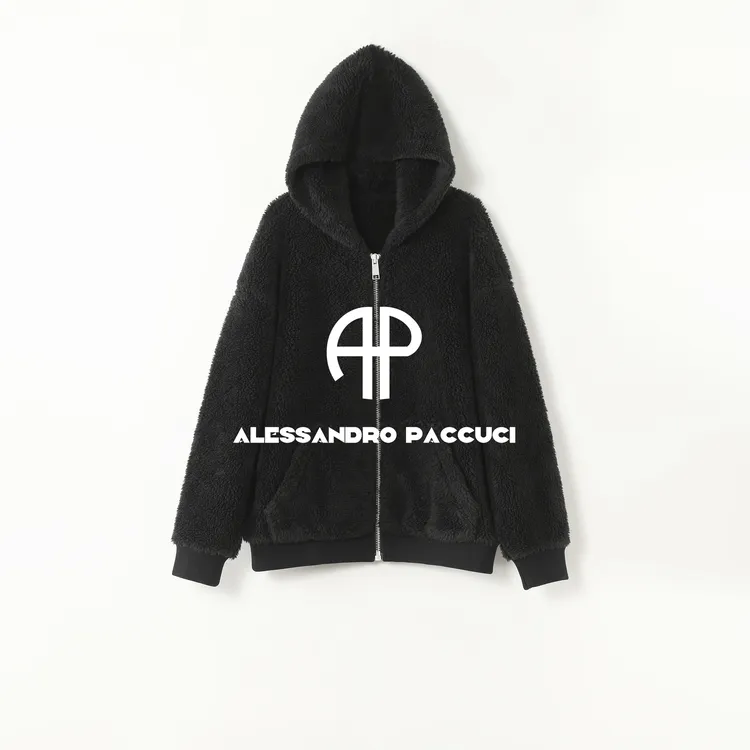 AP洛哥25957X/33012WT【随性】绵羊毛糯感羊羔绒连帽泰迪廓形外套