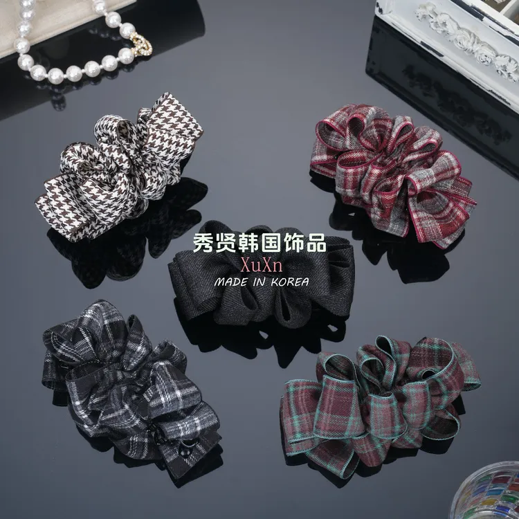 秀贤布艺雪柳叶竖夹香蕉夹发夹百搭简约韩版优雅气质休闲经典ins