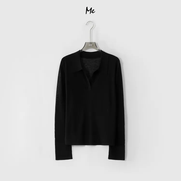 ME【G格雷冰肌polo】天丝亚麻混纺奢牌感显瘦百搭针织衫MESS4384