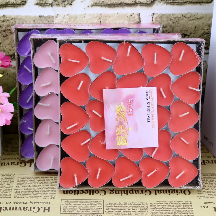 50个一盒心形蜡烛厂家爱心形蜡烛七夕情人节求婚表白DI高级