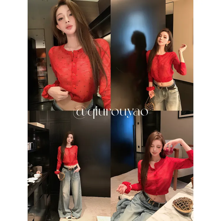 【QIUROUYAO邱肉瑶】安妮cherry茶话会*挚爱的浪漫针织小衫