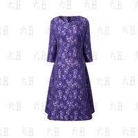 【六丑】新款时尚百搭气质显瘦刺绣碎花羽毛裙型连衣裙512LYQ1221