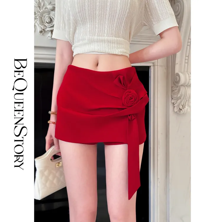 BeQueenStory【红酒玫瑰】2025新品天丝亚麻时尚百搭裙裤