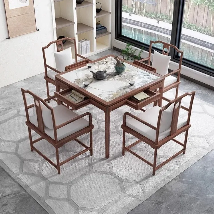 实木八仙桌棋牌桌椅组合中式方桌家用客厅餐桌椅小户型正方形茶桌