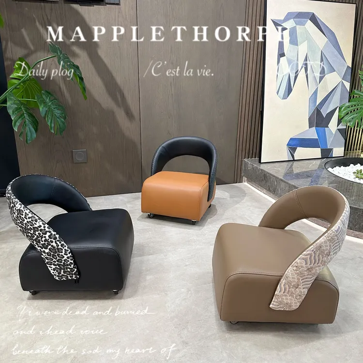 中古风轻奢单人落地靠背椅小户型客厅家用异形靠背阳台舒适沙发椅