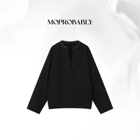 Moprobably贝贝「海漾」 时尚百搭V领气质毛针织衫B5448009