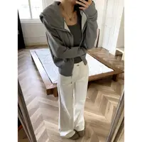 【美式肯豆lulu】加长显瘦高克重修身加绒短款拉链卫衣外套25174