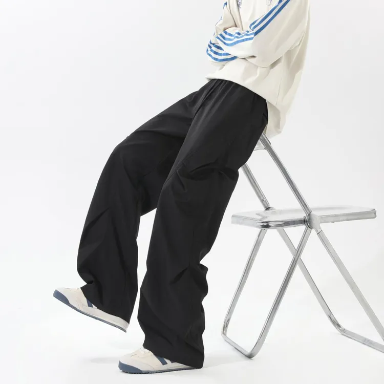 【阿叔潮牌】春秋美式褶皱拼接百搭裤子宽松工装裤直筒卫裤休闲裤