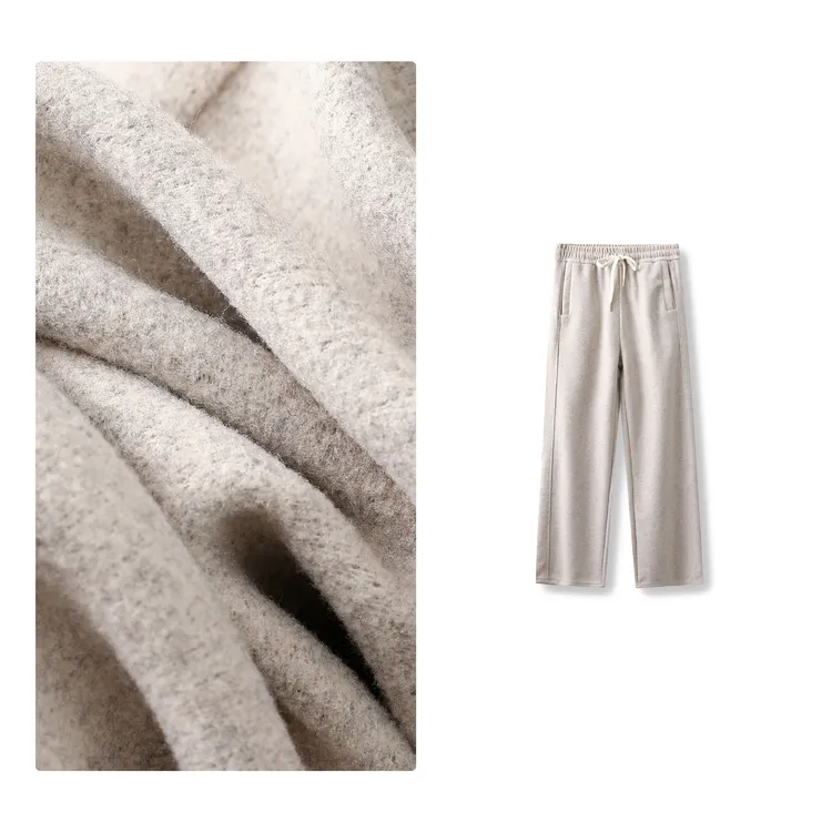 B 门店4&09！冷杏休闲裤」软糯仿羊毛垂感百搭直筒阔腿裤女 C24879