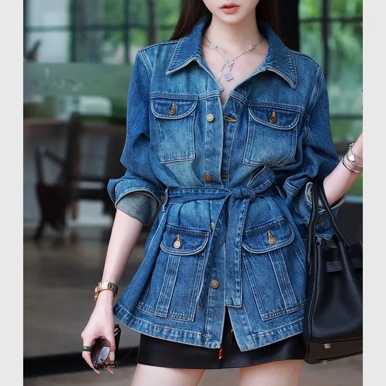知性风女装2025春秋新款高级感水洗工艺质感洋气衣服收腰牛仔外套