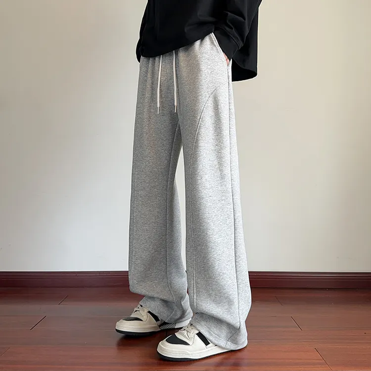 美式复古灰色运动卫裤男款春秋季新款宽松直筒休闲裤重磅休闲长裤