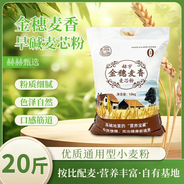 河北黄骅旱碱麦纯麦芯粉高筋小麦通用面粉健康10kg面条馒头