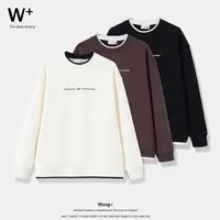 【Wang+】秋冬季男款情侣休闲简约加绒加厚圆领百搭卫衣886003
