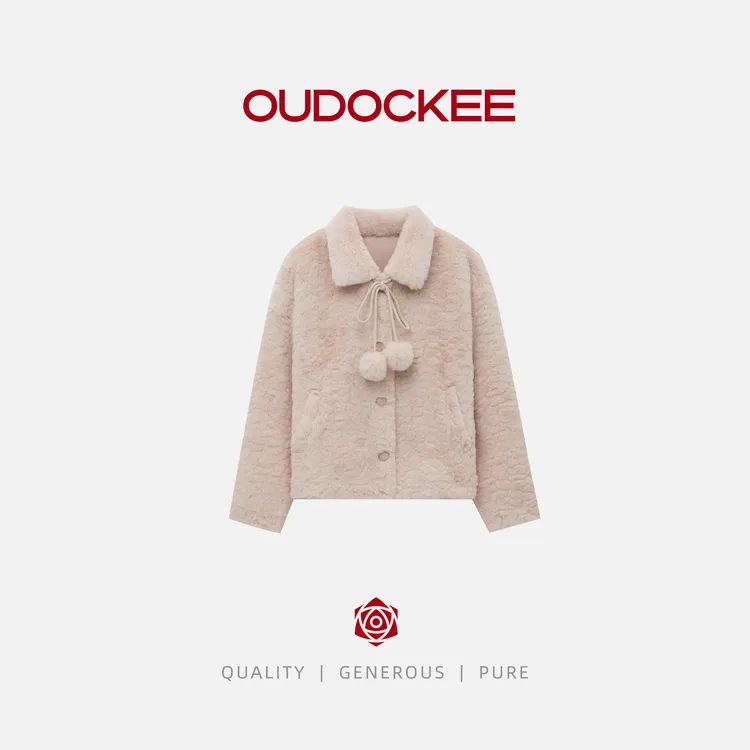 OUDOCKEE 鸥鸥【粉嘟嘟】奶呼呼仿皮毛一体羊羔毛外套 JADSC1130T