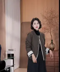 孜禾高端定制拼色秋冬外套棉衣气质减龄时尚百搭