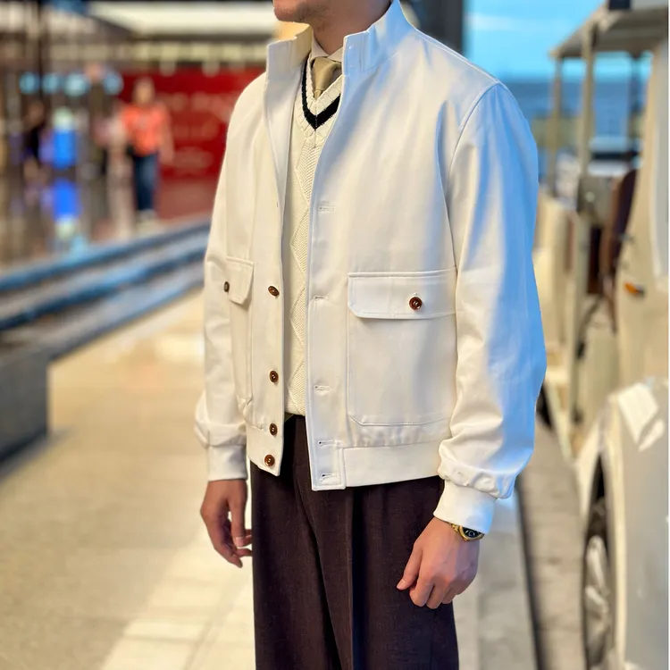 意式文艺复古纯色夹克立领耐磨百搭绅士休闲工装男士外套