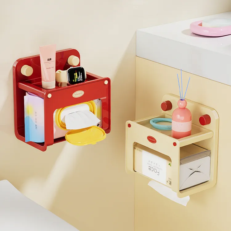 吸盘免打孔纸巾盒卫生间多巴胺壁挂式高级感厕纸洗脸巾收纳置物架