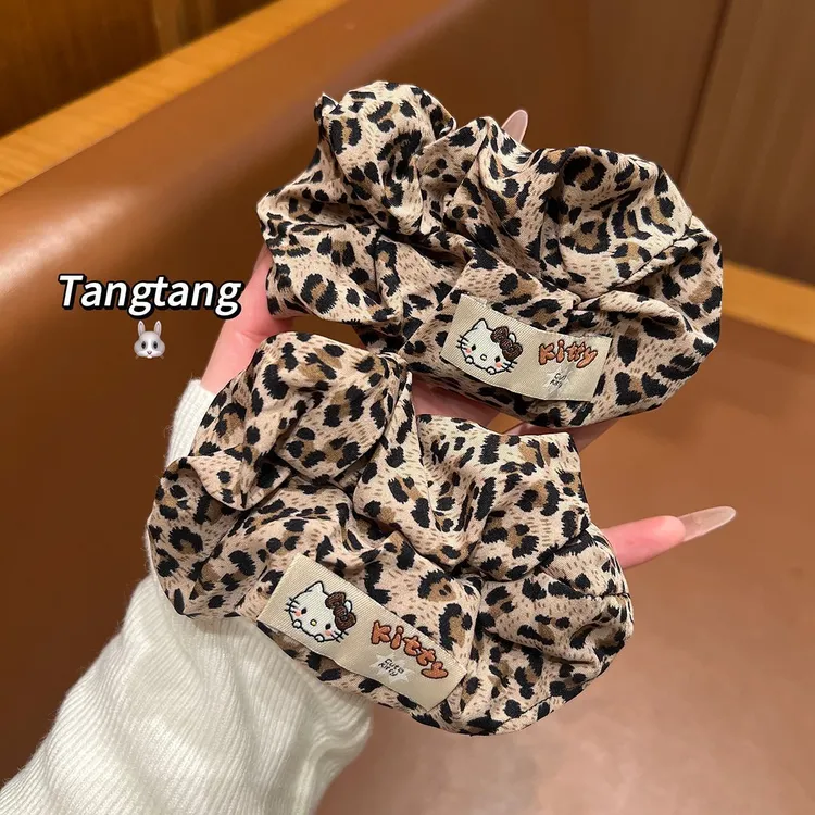 豹纹KT小众抓夹可爱KT猫咪后脑勺鸭嘴夹秋冬新款法式半扎头饰发饰