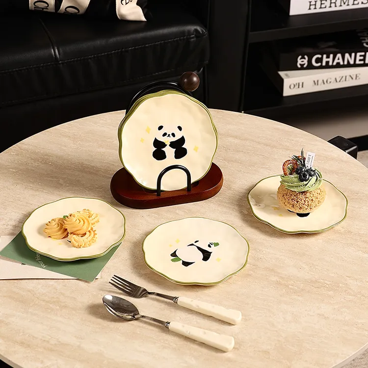 熊猫骨碟套装艺术陶瓷精致吐骨碟套装设计感小众高颜值可爱卡通