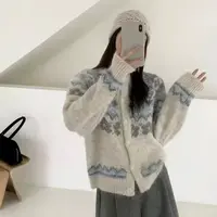 3391韩系慵懒风软糯毛衣外套女秋冬新款宽松百搭针织开衫上衣外搭